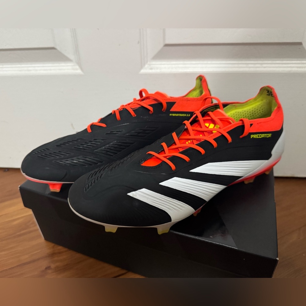 Adidas Predator Elite FG Black White Orange Soccer Cleats Like New